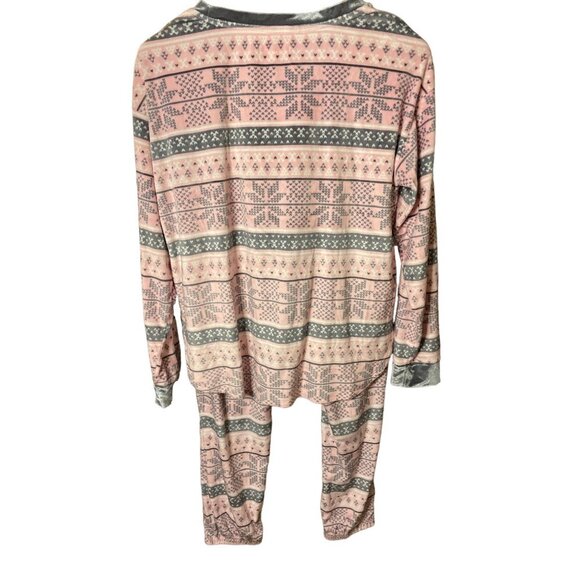 Kensie Pink Gray Cozy Soft Pull On Pajama Pants and Top Set Sz M - Picture 2 of 12